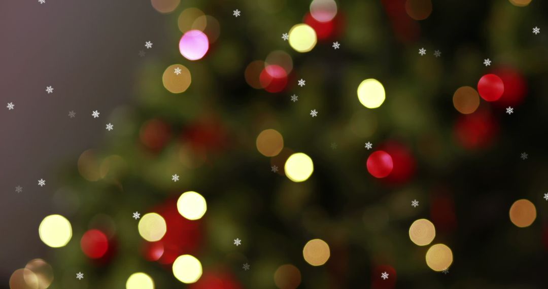 Colorful Christmas Tree Lights with Snowflake Overlay