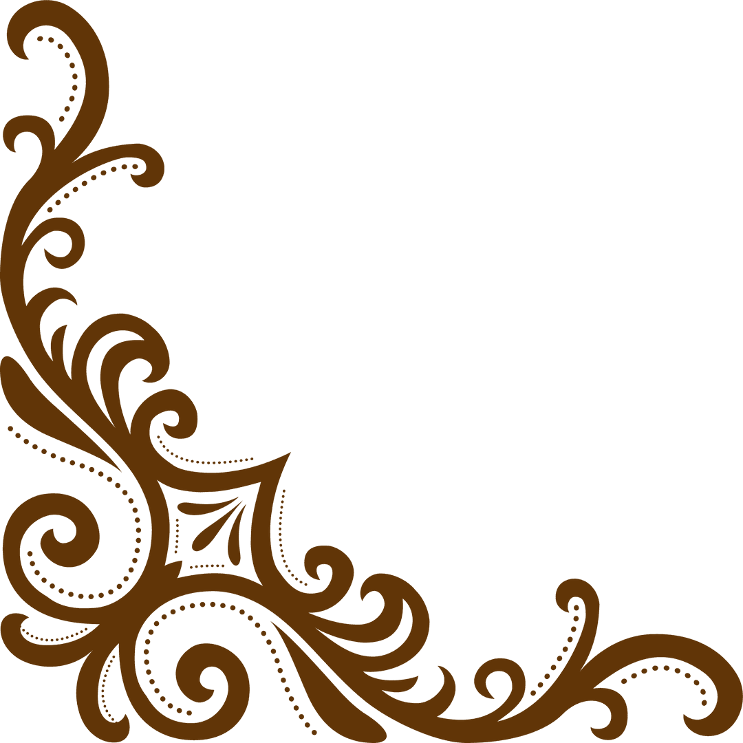 Brown Corner Flourish Design on Transparent Background with Copy Space
