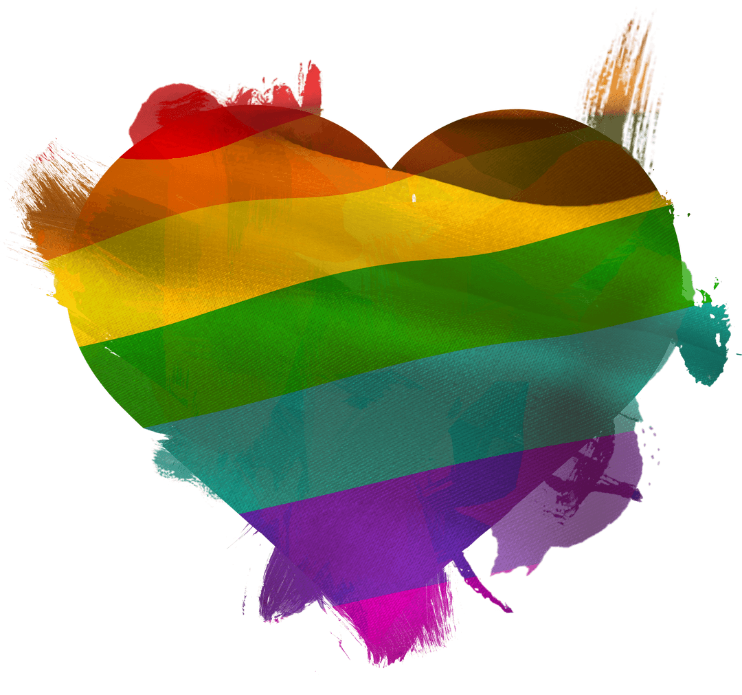 Transparent Heart in LGBT Rainbow Colors with Artistic Smudges