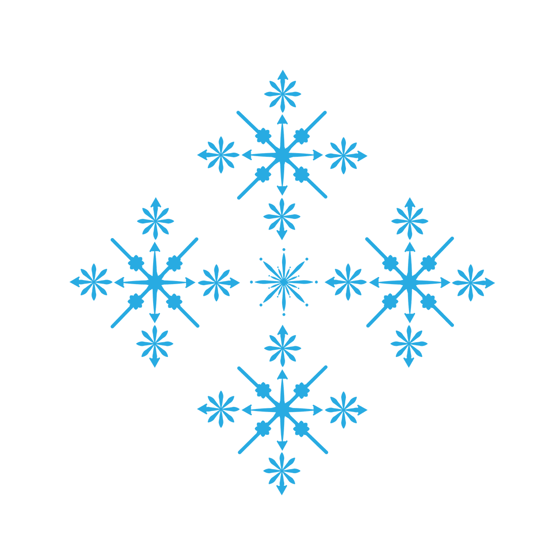 Delicate Digital Blue Snowflakes on Transparent Background