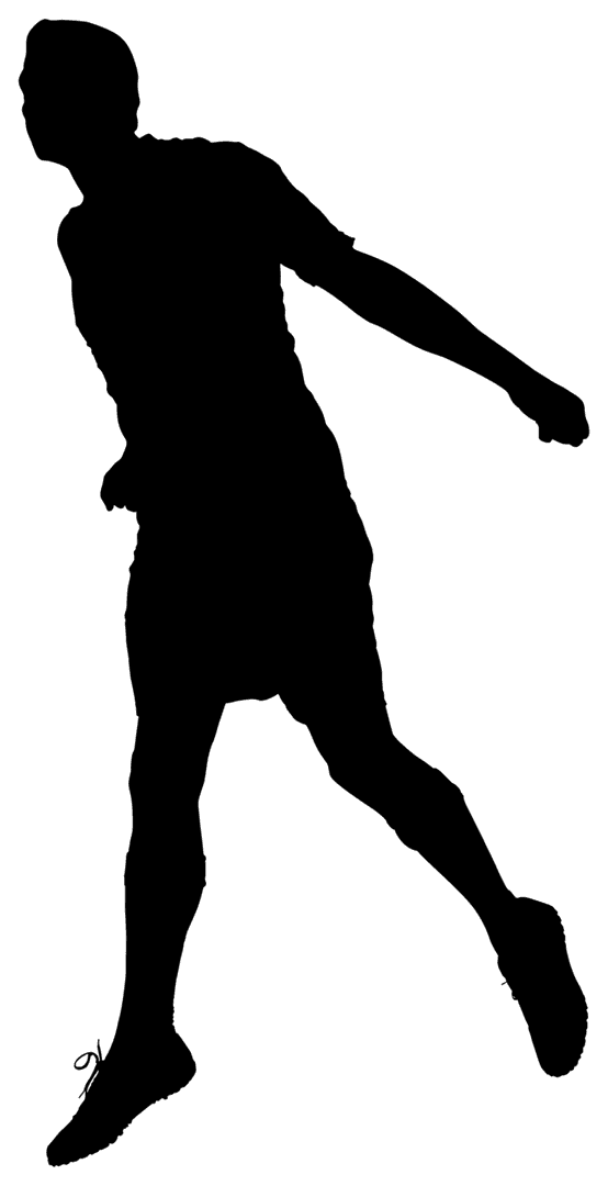 Football Player Silhouette in Active Pose on Transparent Background