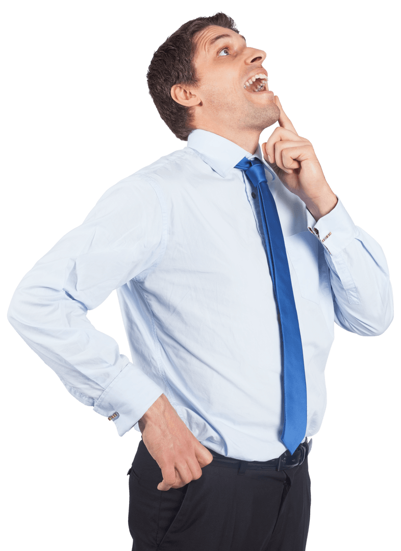 Transparent Background Insightful Young Businessman Thinking Touching Chin