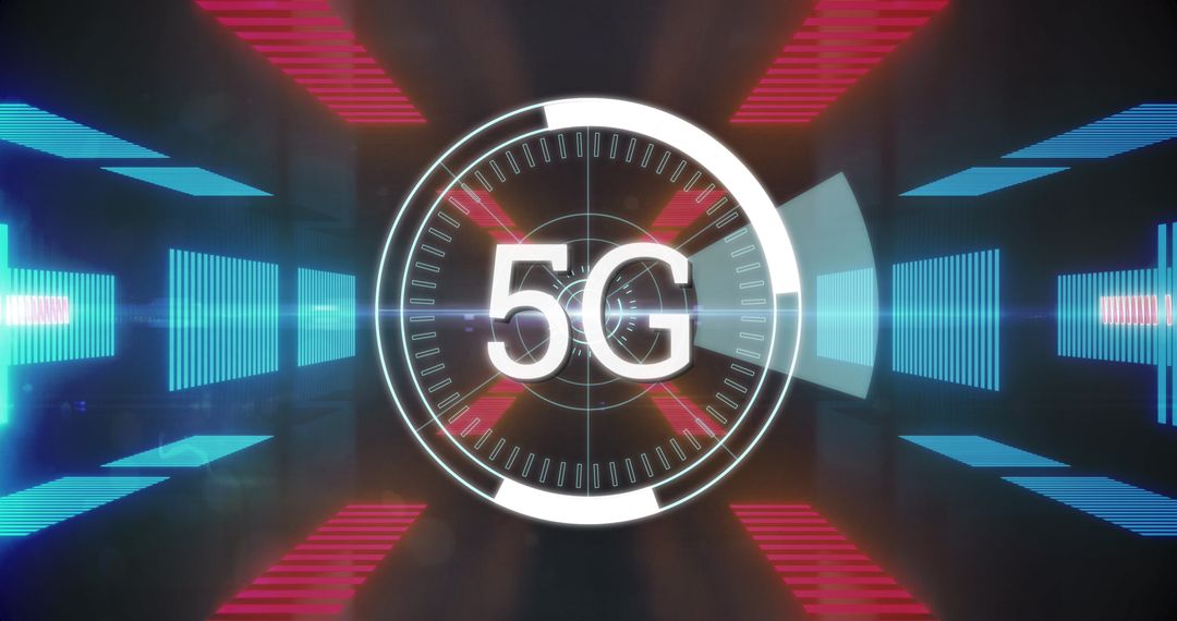 Futuristic 5G Digital Network Interface in Cyber Tunnel