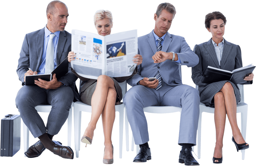 Transparent Cutout Business Team Waiting for Interview