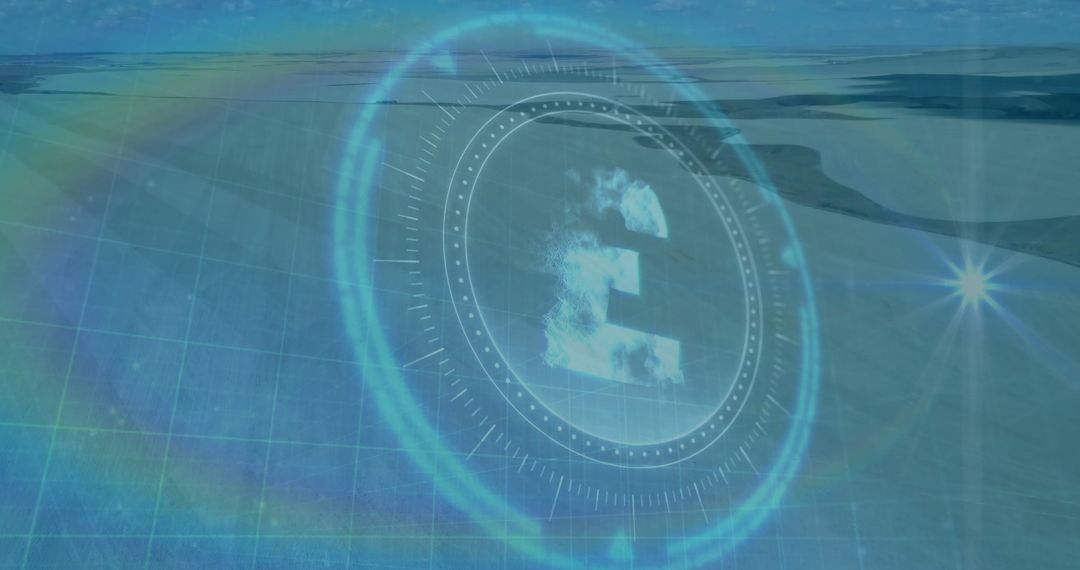 Futuristic Digital Interface Hovering Above Planet Grid