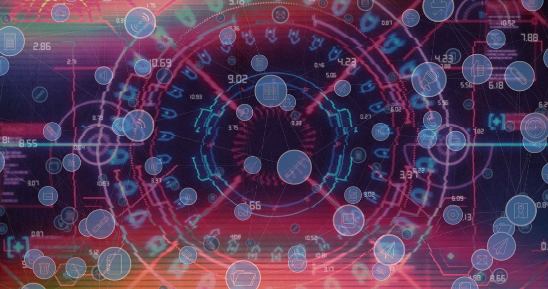 Futuristic Digital Interface with Data and Icon Connectivity