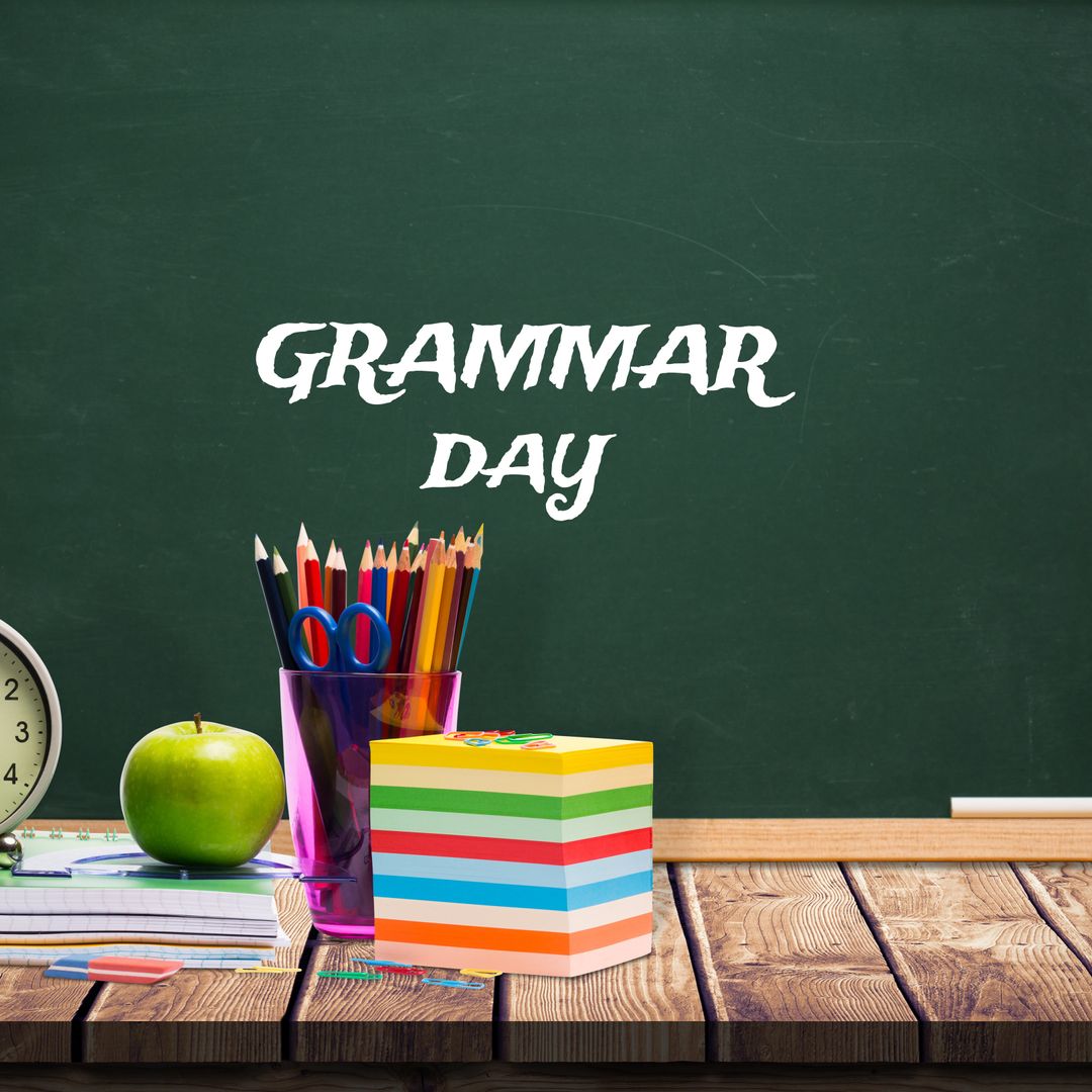 Grammar Day Chalkboard with School Supplies