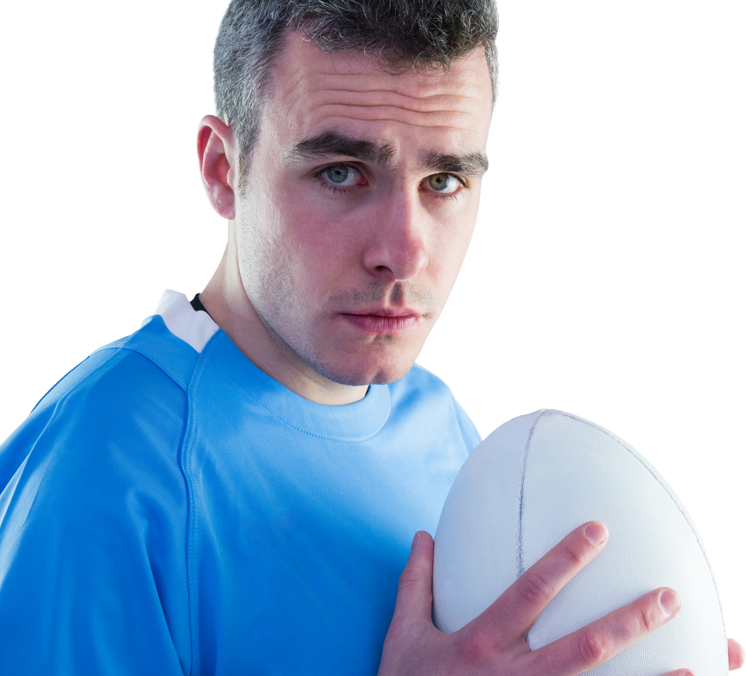 Serious Rugby Player Holding Rugby Ball Isolated on Transparent Background - Download Free Stock Images Pikwizard.com