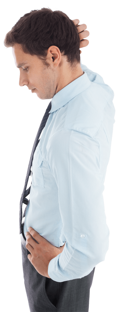 Caucasian Businessman Thinking in Shirt Isolated on Transparent Background
