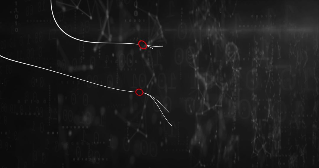 Abstract Digital Network with Red Highlights on Black Background