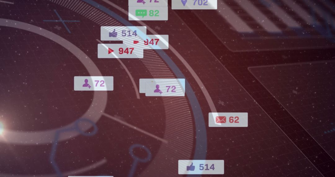 Futuristic Digital Dashboard with Interaction Icons Overlay