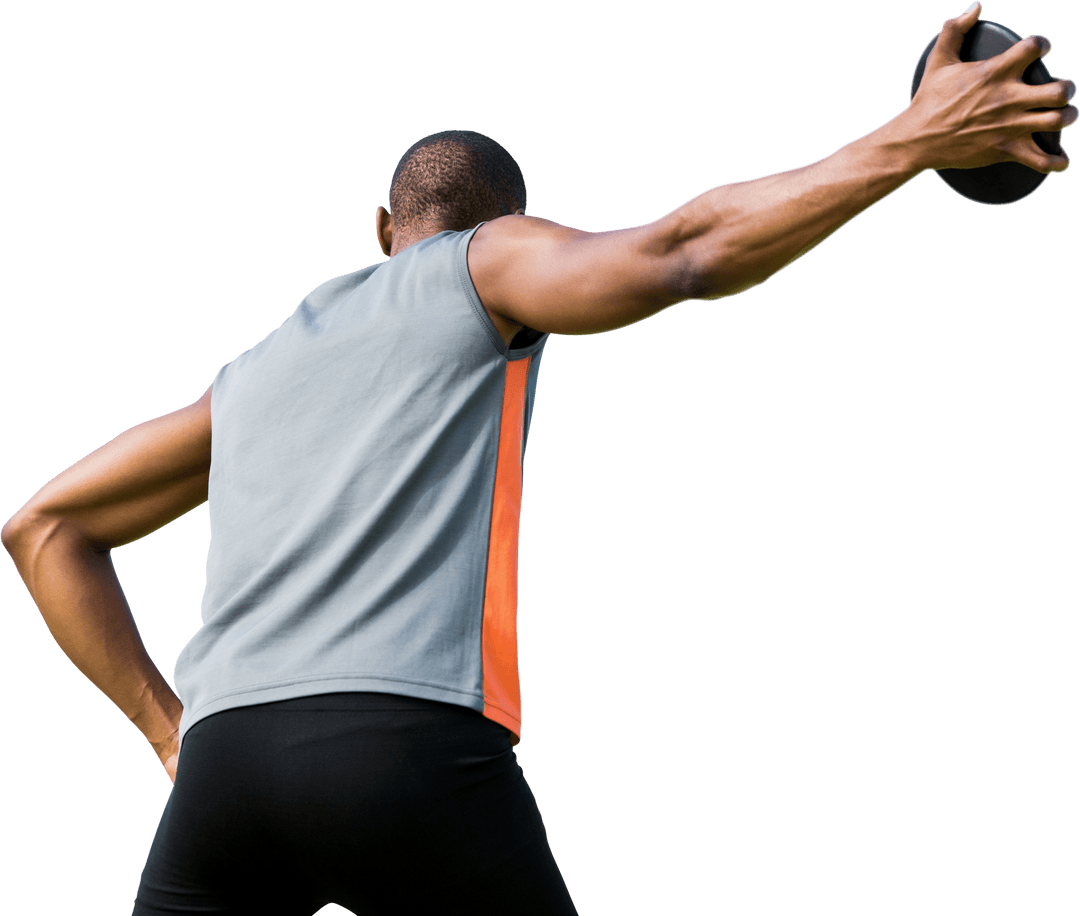Athletic Discus Thrower on Transparent Background