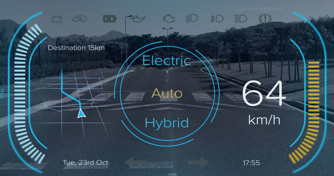 Futuristic Car HUD Display on City Street