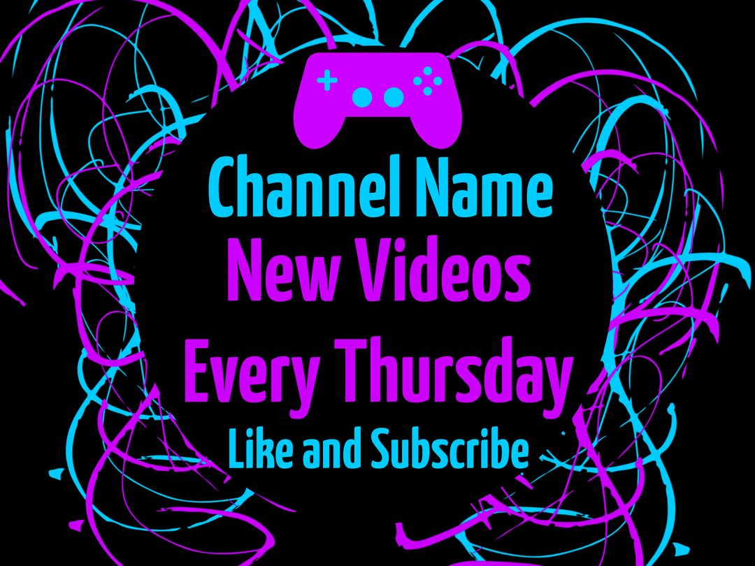 Neon Gaming Channel Promotion Graphic with Game Controller Icon - Download Free Stock Templates Pikwizard.com