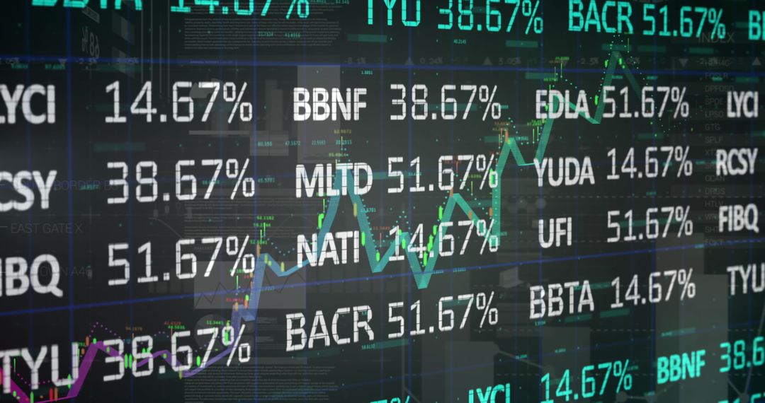 Financial Data Displayed on Stock Market Electronic Screen
