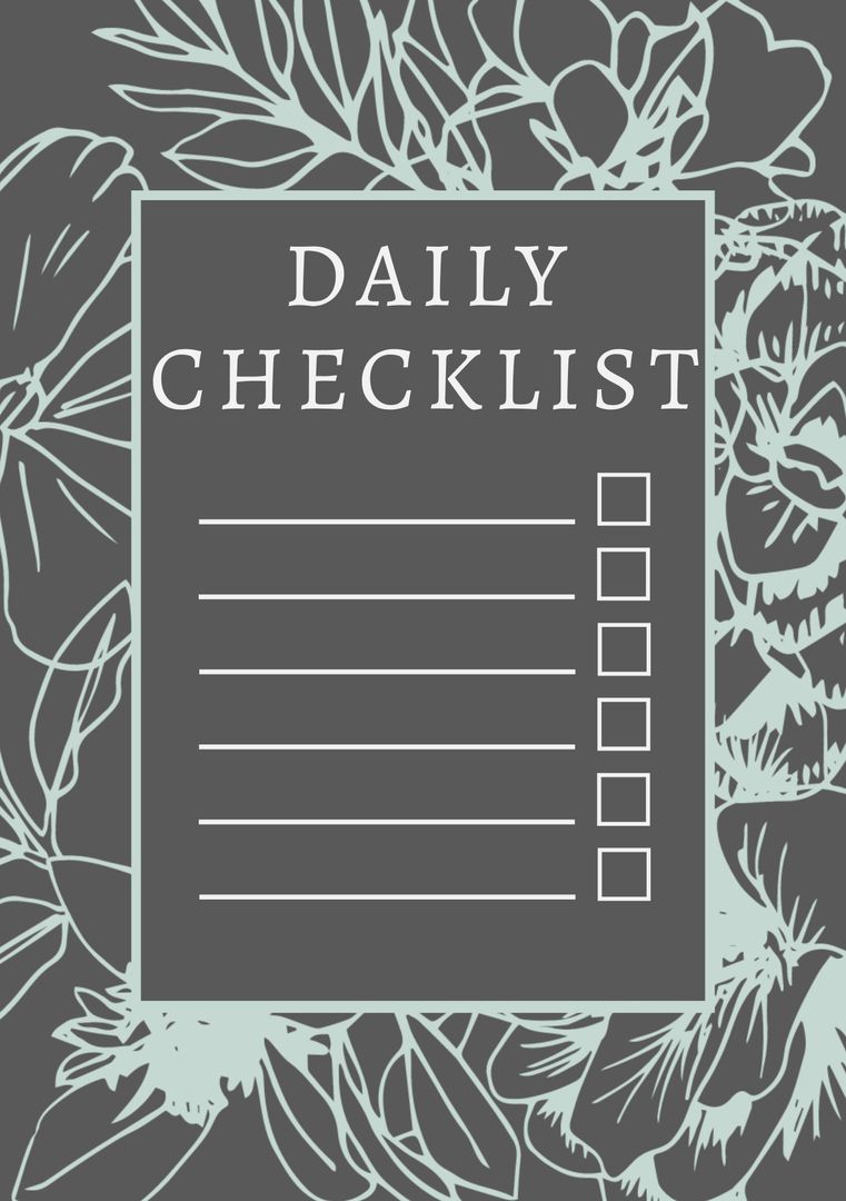 Floral Daily Checklist Template for Productivity and Planning