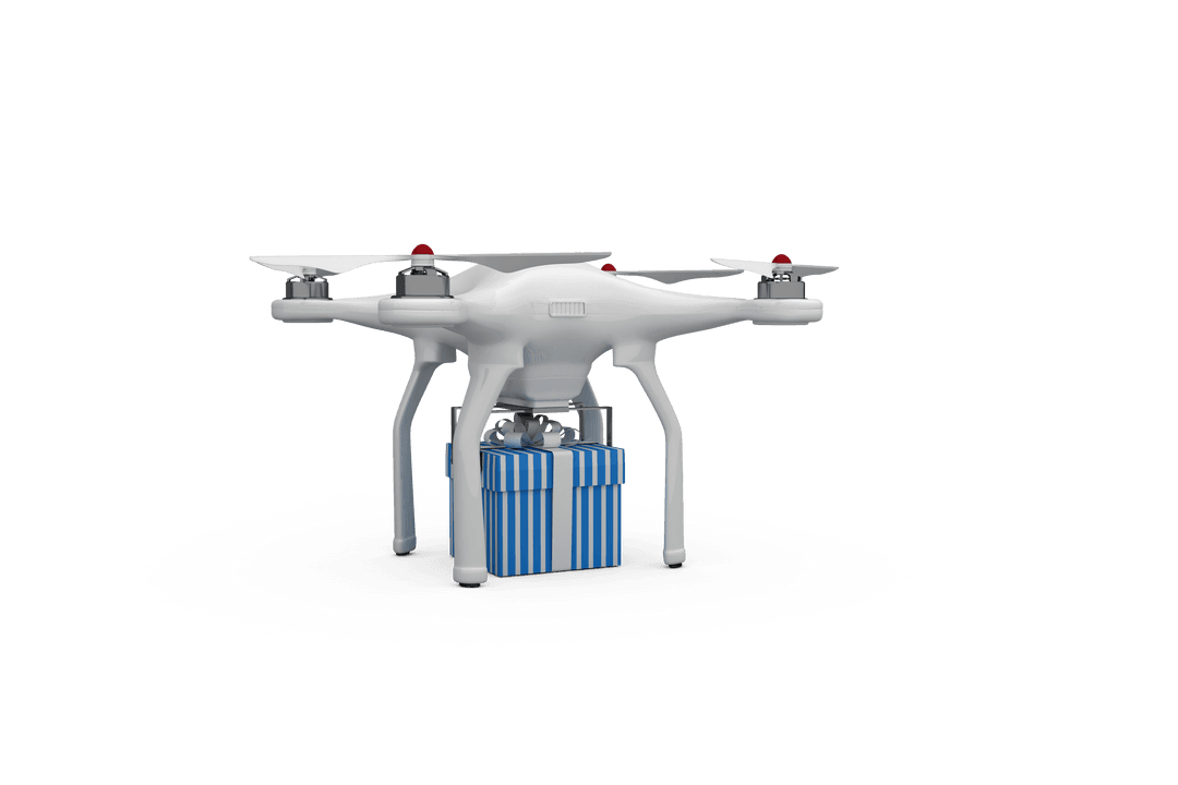 Transparent Background Drone Delivering Gift Box
