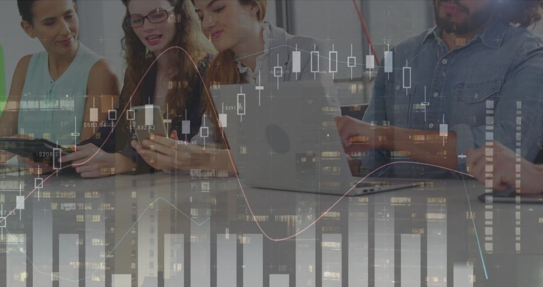 Diverse Team Collaborating With Data Analytics in Office