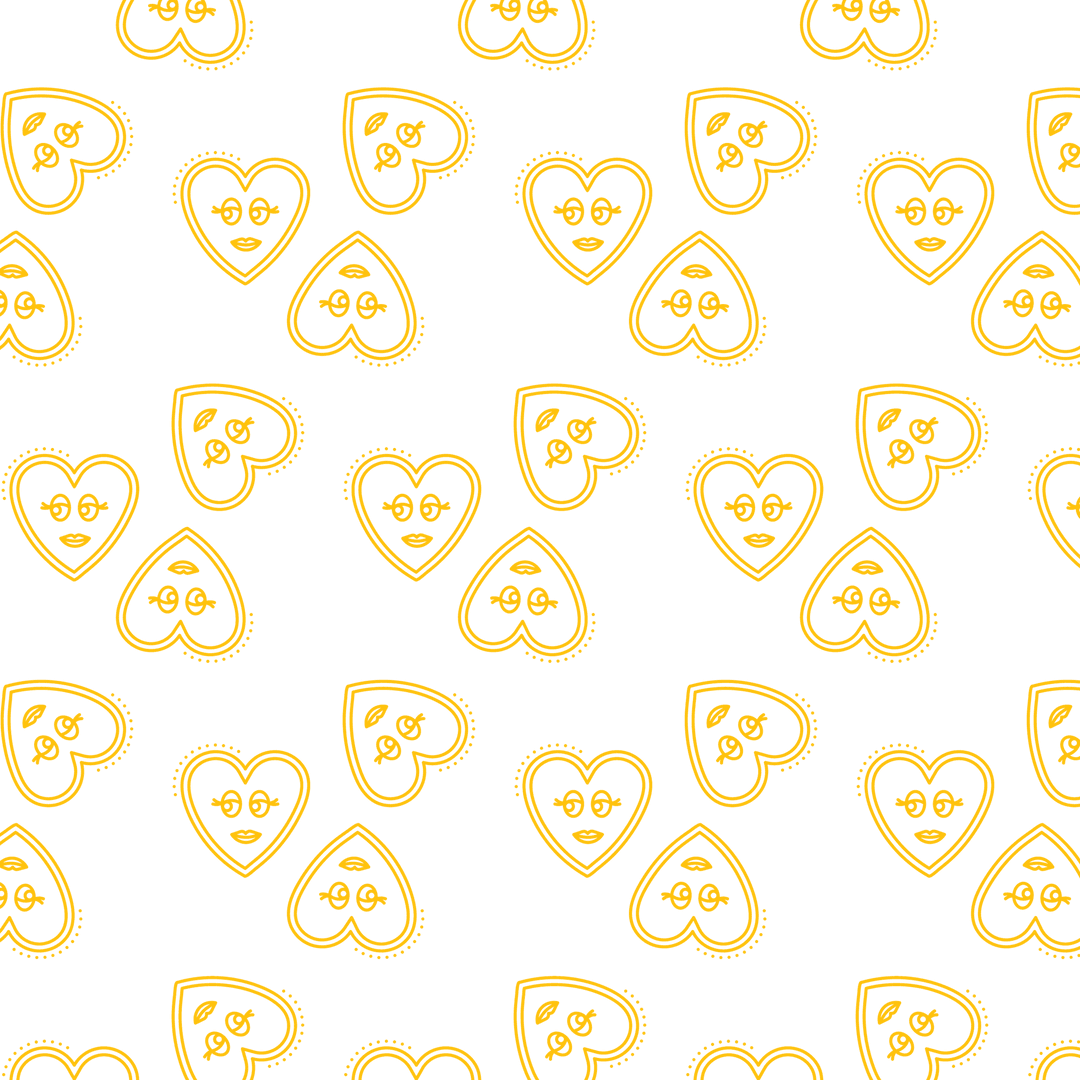 Yellow Heart Pattern on Transparent Background Repeated Graphic Design