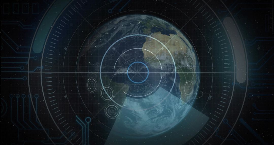 Earth from Space with Futuristic Target Interface Graphics