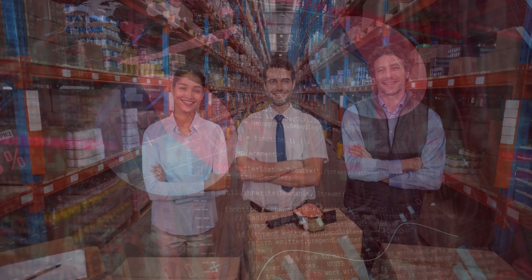 Diverse Workers in Warehouse with Digital Interface