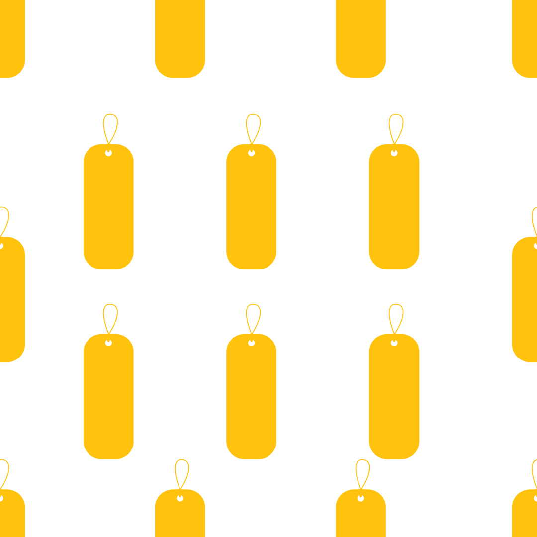 Seamless Yellow Gift Tag Pattern on Transparent Background Vector