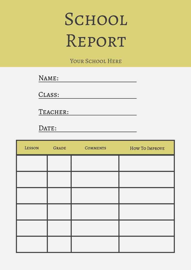 School Report Template for Student Assessment and Feedback - Download Free Stock Templates Pikwizard.com