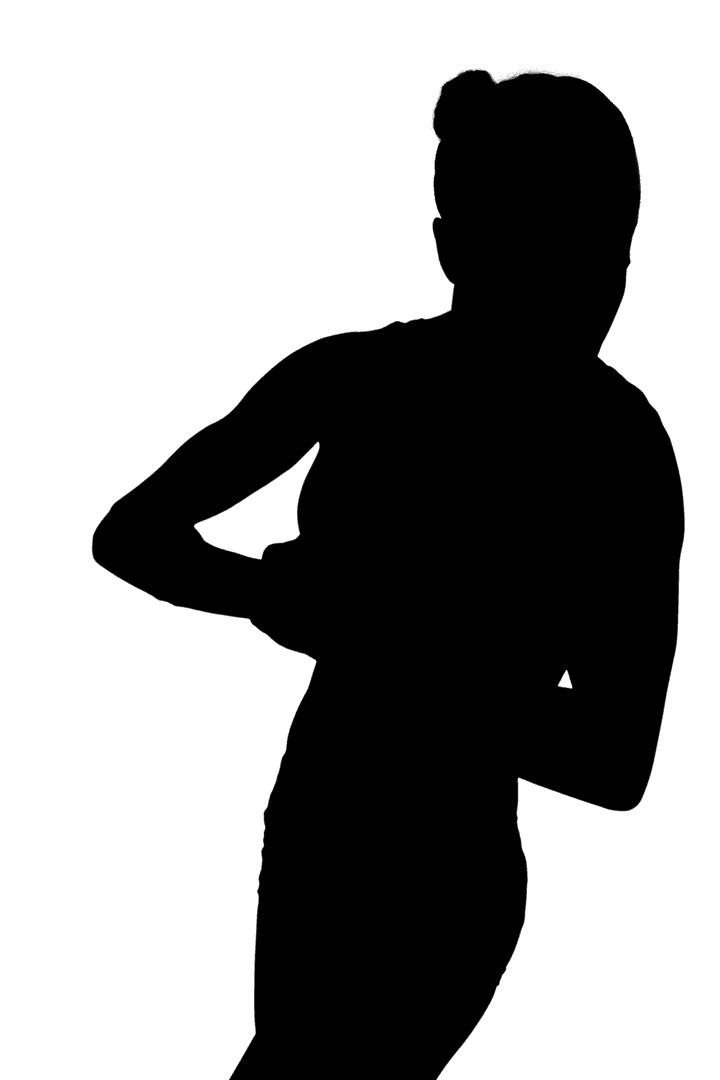 Strong Silhouette of Woman Flexing Muscles on Transparent Background