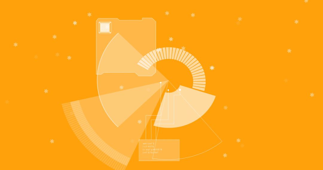Abstract Digital Data Processing Interface on Orange Background