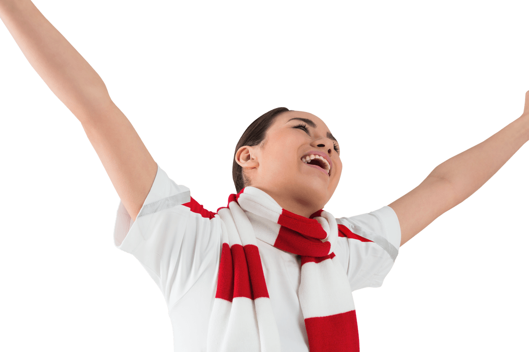 Excited Fan Cheering in Transparent Background Format