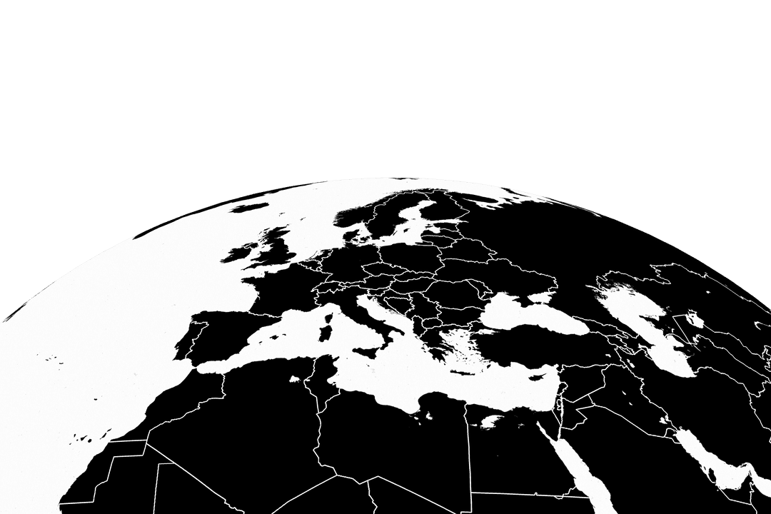 Transparent Globe Highlighting Europe with Geographic Boundaries