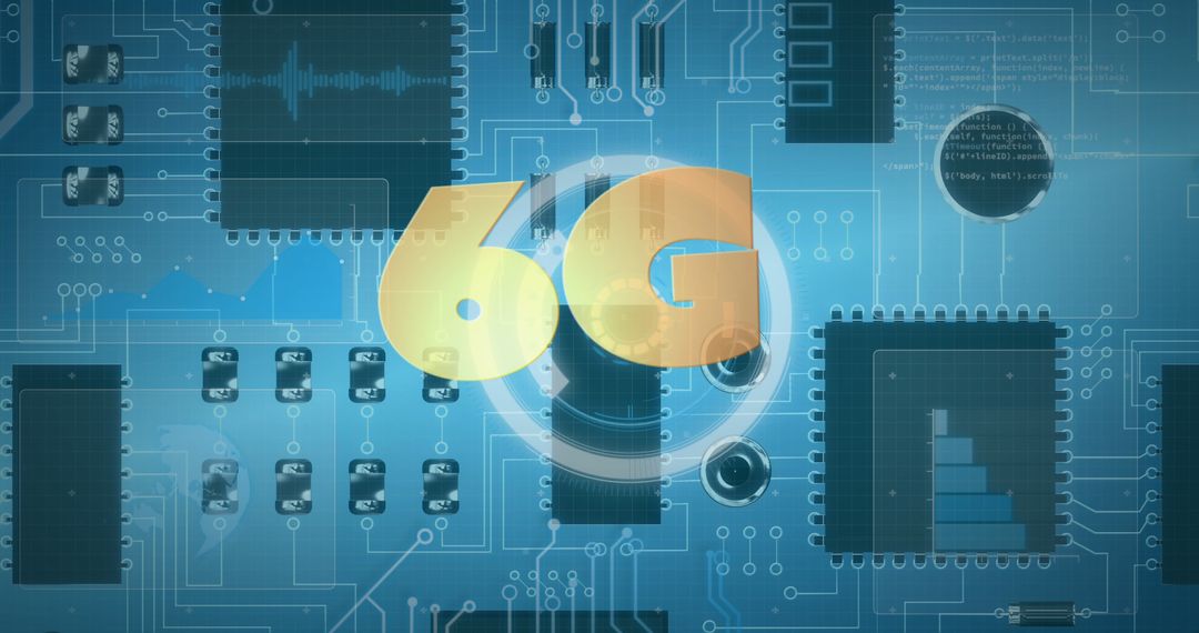 6G Technology Concept on Digital Circuit Board Background