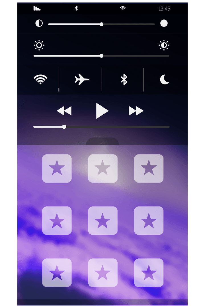 Digital Smartphone Interface on Purple Transparent Background Vector