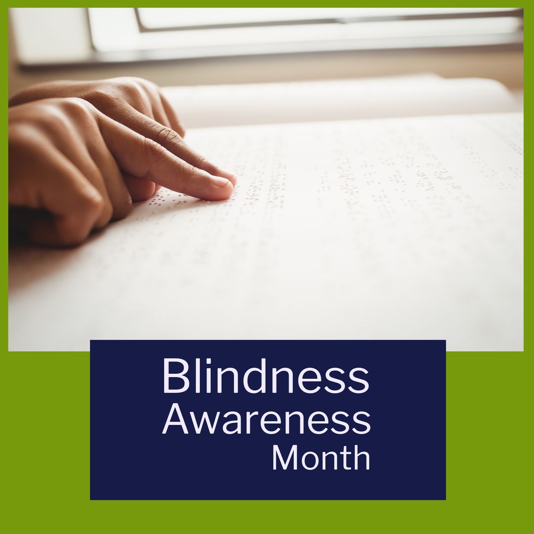 Close-up of Hands Reading Braille for Blindness Awareness Month
