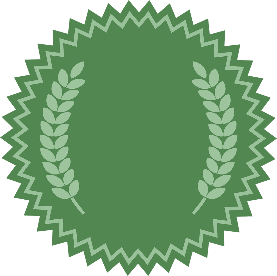Green Circular Laurel Emblem with Copy Space on Transparent Background