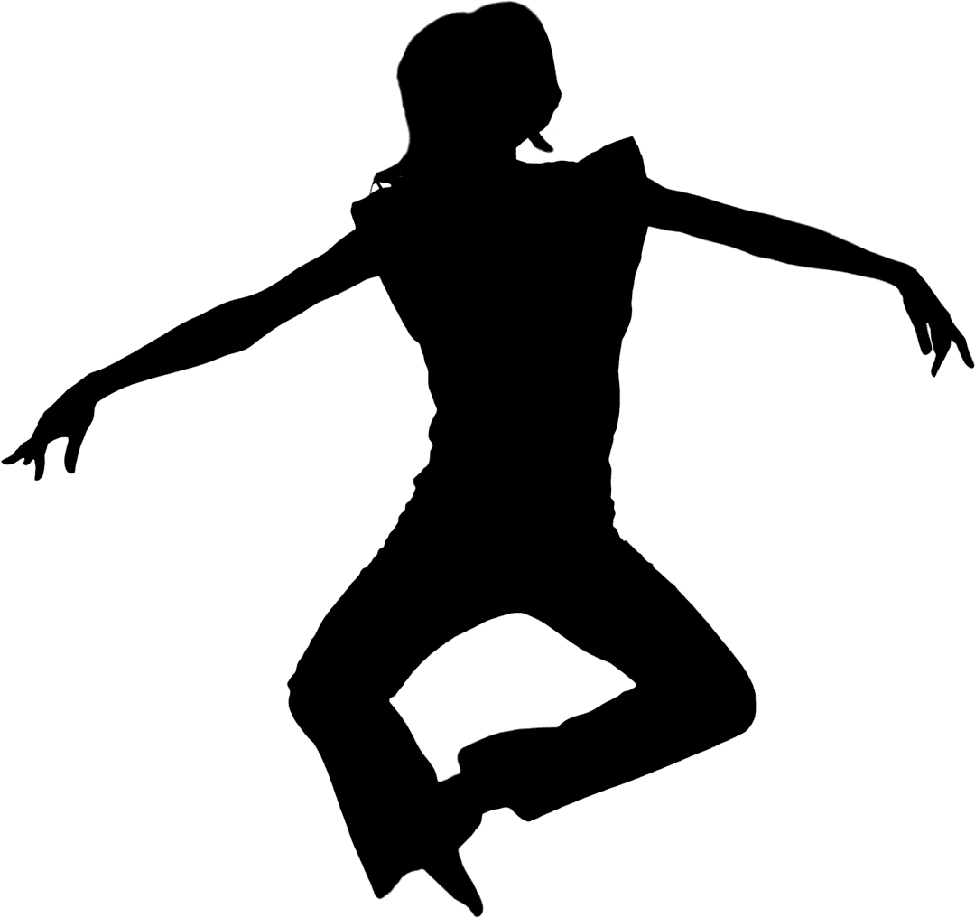 Silhouette of Woman Jumping Vector on Transparent Background