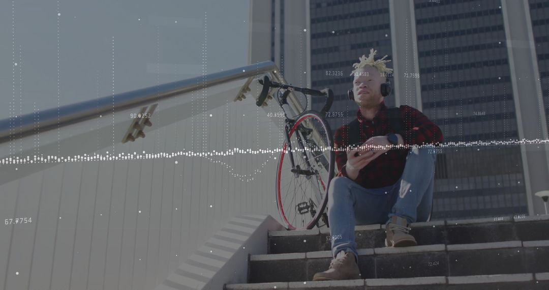 Urban Commuter Relaxing with Headphones and Smartphone
