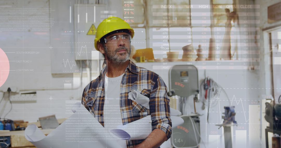 Architect Analyzing Digital Data in Industrial Studio