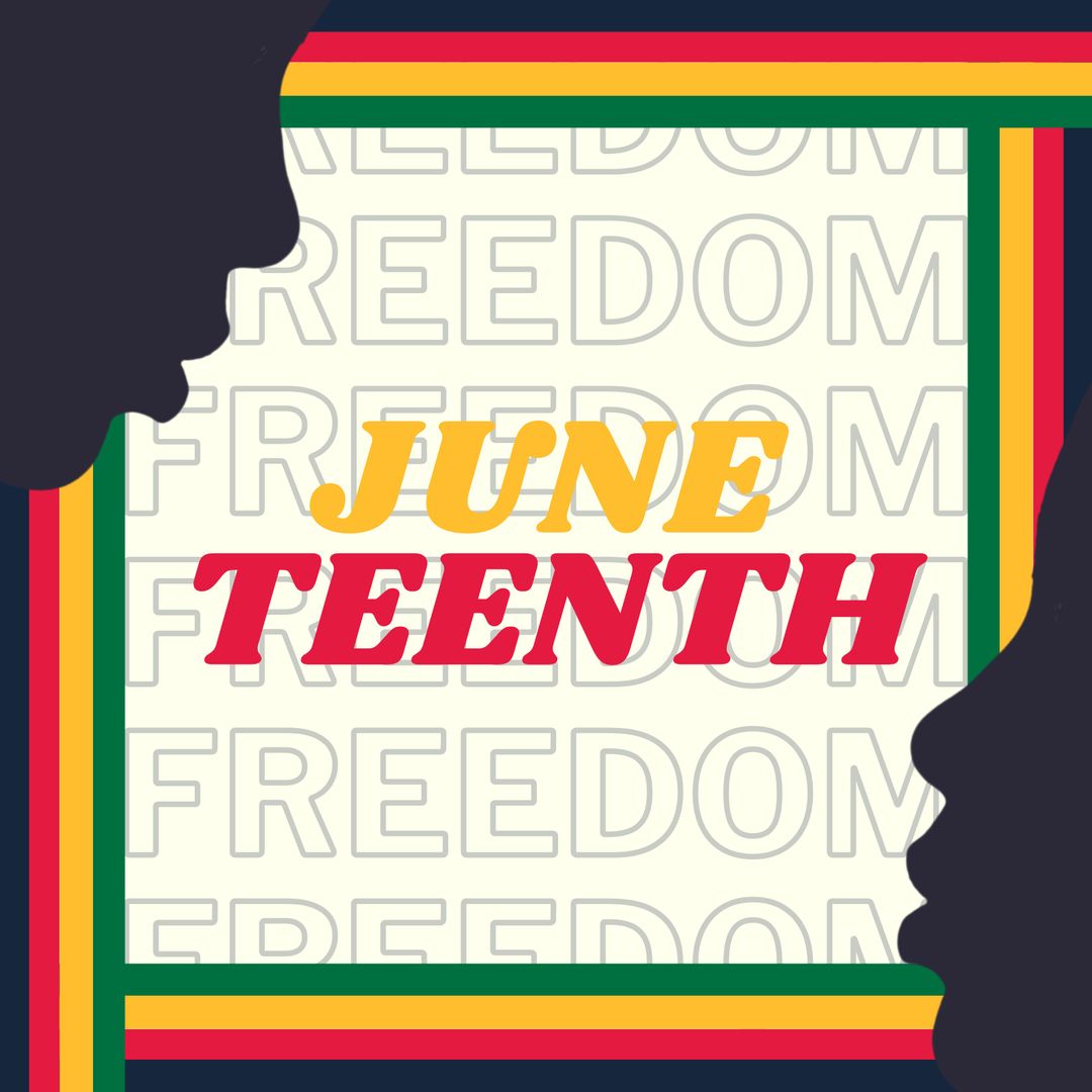 Juneteenth Celebration Graphic with Faces and Colors