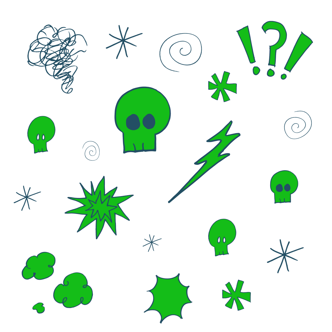 Comic Icons and Shapes on Transparent Background