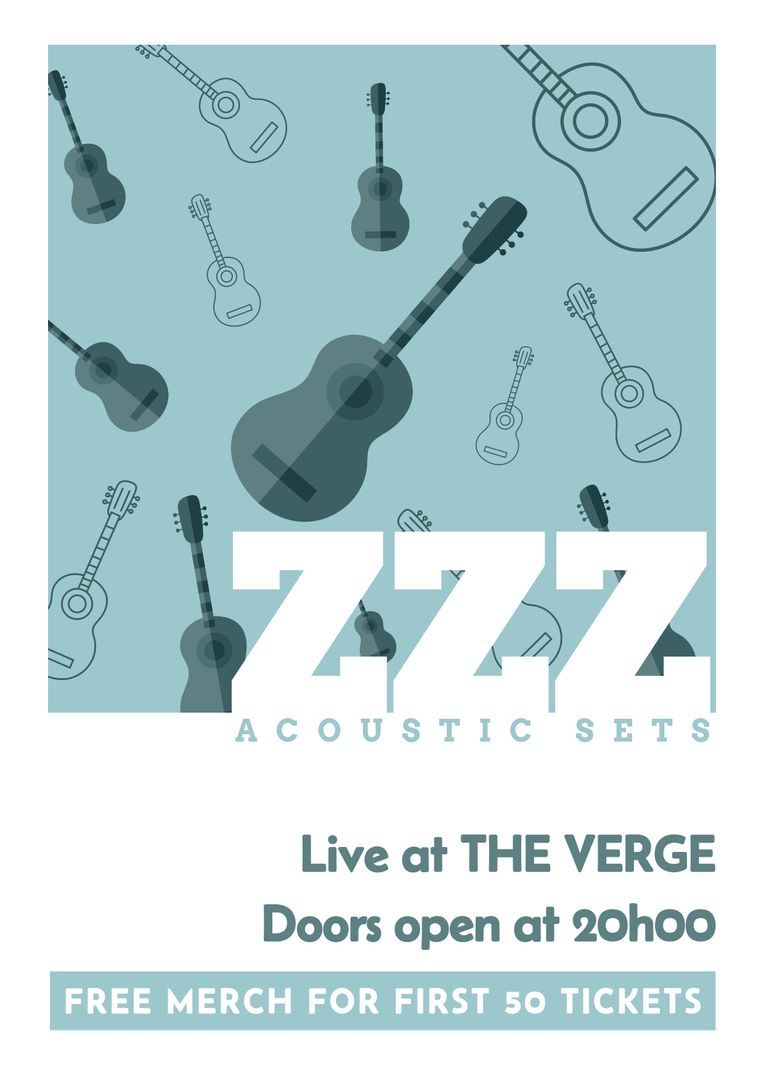 Acoustic Music Event Poster with Guitar Graphics Blue Background - Download Free Stock Templates Pikwizard.com