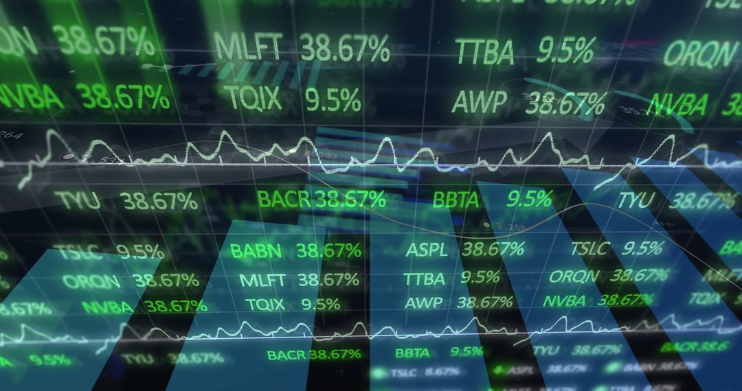 Futuristic Stock Market Data Display with Ticker Symbols