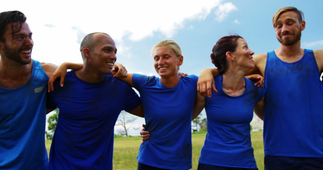 Group of Friends Embracing After Outdoor Exercise - Free Images, Stock Photos and Pictures on Pikwizard.com