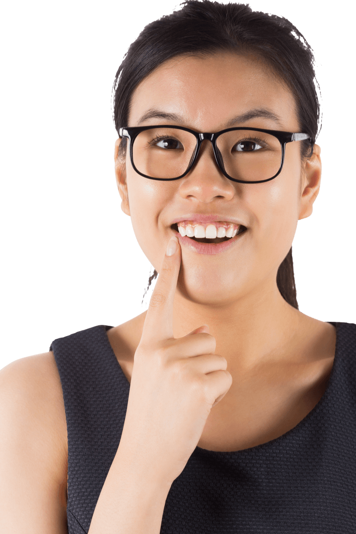 Smiling Entrepreneur Transparent Background Reflective Pose