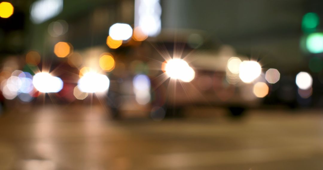 Urban traffic bokeh with vibrant car lights at night