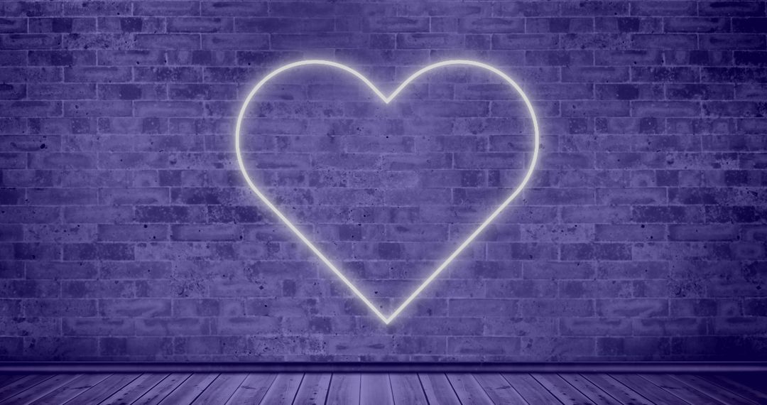 Heart Neon Sign Abstract on Purple Brick Wall Background - Free Images, Stock Photos and Pictures on Pikwizard.com