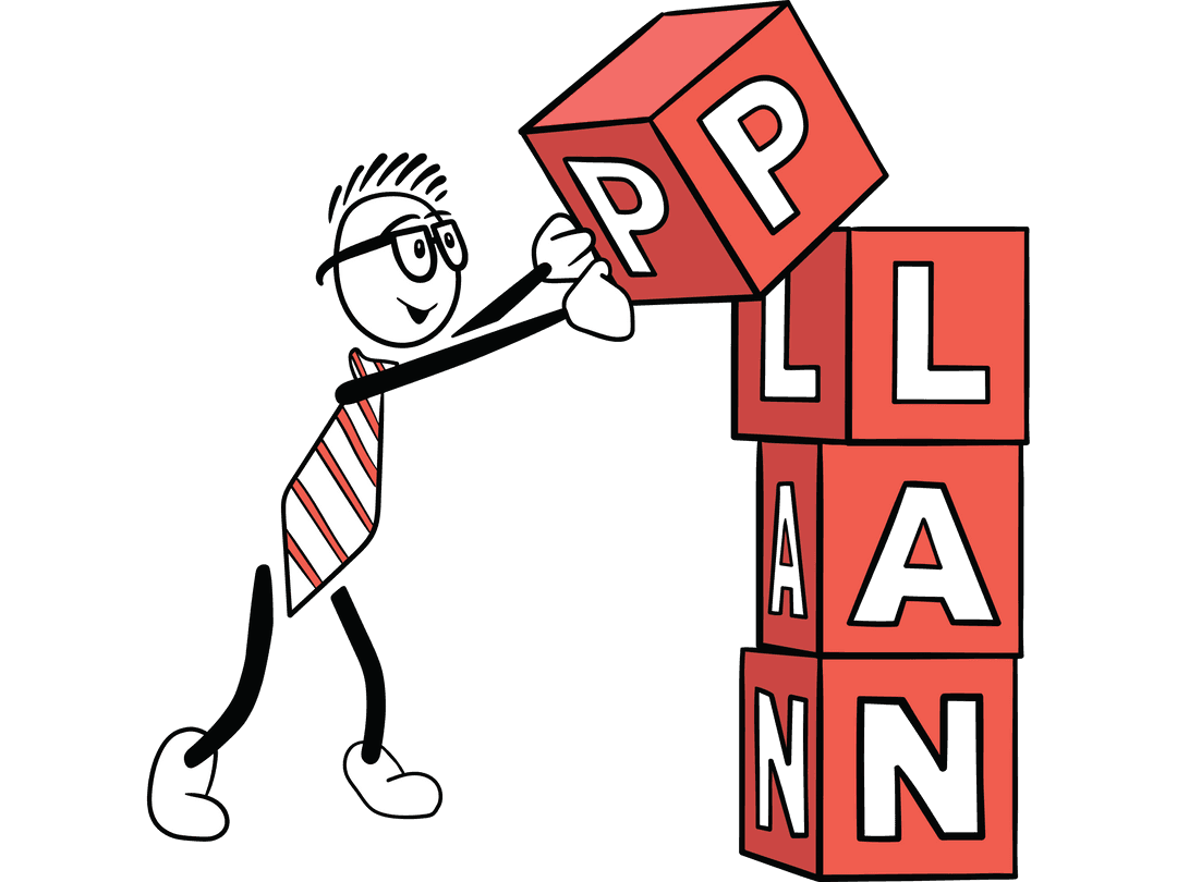 Vector Illustration of Plan Word in Transparent Stacking Blocks