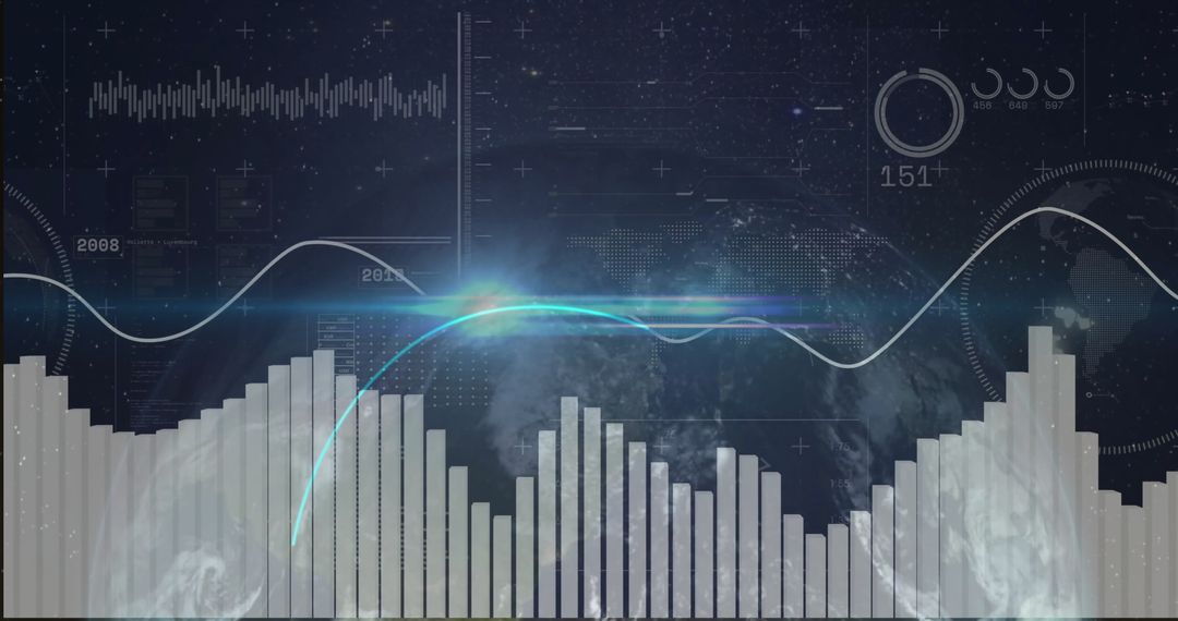 Futuristic Data Interface Displaying Metrics Over Earth in Space