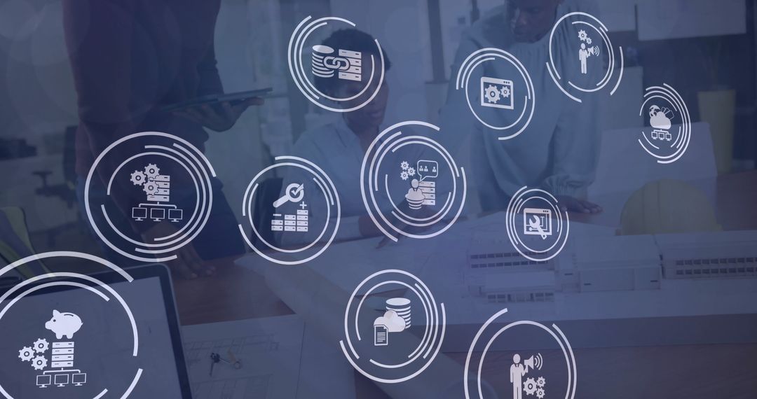 Digital Transformation Icons with Team Meeting