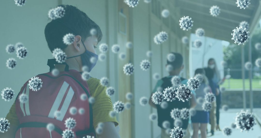 Schoolboy with Mask in Pandemic Era Education